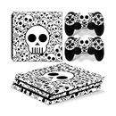 ROIPIN for Playstation 4 Pro Skin, Including Controller Console Skin, Shell Skin for PS4 Pro Console Version Cover Shell(White Skull)