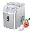 Nugget Ice Maker Countertop, Portable Crushed Sonic Ice Machine, Self Cleaning Ice Makers with One-Click Operation, Chewable Pebble Ice in 7 Mins, 34Lbs/24H with Ice Scoop for Home Bar Camping (Grey)