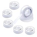 VCELINK PTFE Tape Plumbers Tape to Stop Leaks, 6-Rolls Teflon Plumbing Tape for Leaking Pipe Thread Screw Head in Bathroom/Kitchen/Garden, 520" Length 1/2" Width with Snap-On Cover in White