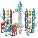 HAPPY HUES® Magnetic Tiles- Building Blocks for Kids | Magnetic Marble Run Toys for Kids Age 3+Year Old Boys Girls (156 Pieces)