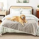 Bedsure Waterproof Dog Blanket for Large Dogs - Pet Blanket for Bed Couch Protector Washable, Premium Jacquard Coral Fleece Cat Throw Blanket, Soft Plush Reversible Furniture Protection, 60x80, Taupe