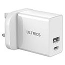 ULTRICS USB C Plug, 33W 2-Port Fast Charger Plug, PD Power Adapter Multi Mains Wall Charger Type C Charging Plug Compatible with iPhone 15 14 13 12 11 Pro Max, Samsung Galaxy S22/S21 Note 20, iPad