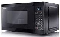 SHARP YC-MG02U-B Compact 20 Litre 800W Digital Microwave with 1000W Grill, 11 power levels, ECO Mode, defrost function, LED cavity light - Black