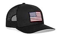 HAKA American Flag Hat, USA Trucker Hat for Men & Women, Adjustable Baseball Cap, Mesh Snapback, Durable Outdoor Hat, Black, One Size