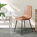 LEVEDE Dining Chairs, Set of 4 Reading Seating, Retro Kitchen Chairs, PU Leather Chic Nursing Seats, Home Furniture for Dining Room, Living Room, Cafe, Meeting Room, Load Up to150kg (Brown)