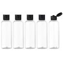 Zollyss Empty Clear Plastic Bottles Refillable Travel Size Cosmetic Containers Small Leak Proof Squeeze Bottles with Black Flip Cap for Toiletries, Shampoos Lotions Creams (100 ml -Pack Of 4)