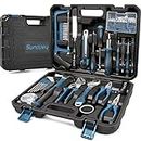 Sundpey Home Tool Kit 148-Pcs - Household Basic Complete Hand Repair portable Tool Set with Case & Ratcheting Screwdriver & Hex Key & Pliers & Wrench & Voltage Tester & Water Pump Plier for Men Women