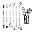 Berglander Stainless Steel Kitchen Utensil 12 Piece With 1 Stand, Cooking Spoon, Kitchen Tools Cooking Utensil With Holder. (13 Pieces)