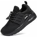 Ugmikdo Kids Shoes Boys Girls Running Tennis Shoes Air Shoes Breathable Lightweight Fashion Sneakers for Sports Athletic Gym Walking, A All Black, 12.5 Little Kid