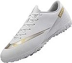 Men's Soccer Shoes for Football Athletic Professional CR TF Ground Outsoles AG Team, White, 10