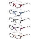 Reading Glasses 5 Pairs Fashion Ladies Readers Spring Hinge with Pattern Print Eyeglasses for Women (5 Pack Mix Color, 2.75)