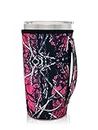 Neoprene Insulated Sleeves Cup Cover Holder Idea for 20oz Tumbler Cup, 20oz YETI Rambler Ozark Trail Rtic, Starbucks Venti Cold (Only Cup sleeves)(Pink Camouflage)
