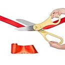 Crutello Giant Ribbon Cutting Ceremony Kit 21" Giant Scissor Set with Sharp, Gold Handled Durable XL Scissors, and 30 Feet of Oversized 4" Wide Red Ribbon
