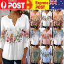 Womens Summer V-Neck Tops T-Shirts Ladies Floral Casual Blouse Tee Plus Size AU