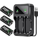 Charger with 3x2550 mAh Rechargeable Battery Packs for Xbox Series X/S/One/One X/One S Elite Controllers, Xbox Controller Charger, Charger Station for Xbox Controller with 3 Optional Charging Ports