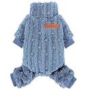 Dog Pajamas for Small Dogs Girl Boy Super Soft Warm Small Dog Clothes Pjs Cute Pet Clothing Dog Sweater Jumpsuits Plush Puppy Onesie 4 Legged Outfits for Chihuahua Yorkie Cat Apparel (X-Small, Blue)