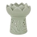 Fragrant Lotus,'Handcrafted Thai Ceramic Oil Warmer Green Floral Tealight'