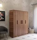 NEUDOT Loyal Four Door, Leon Teak Finish Engineer Wood Multipurpose Wardrobe/Almirah/Organiser/Cupboard with 2 Hanger Stand, for Cloths and Other Storage -11 Shelves
