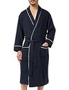 Amazon Essentials Men's Waffle Shawl Robe, Navy, Medium-Large