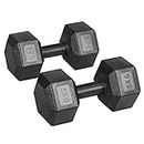 Yaheetech Arm Hand Dumbbell 5 KGx2 (Sold in pair) Hexagon dumbbell for Strength Training Home Workout Aerobic Black