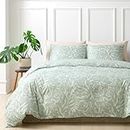 Tokokimo Double Duvet Cover Sets Bedding Set Reversible, Spring Quilt Cover Duvet Cover Set with Pillowcases Microfiber, Gifts for Mom Bedroom Decor (Plants, Sage Green, Double 200 x 200 cm)