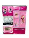 SHOWBIZZ Gourmet Kitchen Cooking Toy Play Set | Play House & Accessories with Doll | Girls Pretend Play Furniture Appliances with Lights & Sound (2 x 2 Kitchen Set)(Pink or Blue)