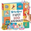 Ditty Bird Talking Books 100 Animals | 100 Words for Vocabulary & Speech Learning | Board Books for Toddlers 1-3 | Children's Interactive Toddler Books with Great Pictures | Sturdy Baby Sound Books
