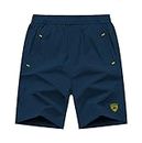 Powerhawke Navy NS Lycra Half Lower Sports and Fitness Shorts for Men (M)