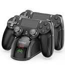 PS4 Controller Charger, Fast Dual USB PS4 Controller Charging Station PS4 / PS4 Slim / PS4 Pro Charging Dock Stand Station 4 Thumb Grips