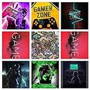 5 Ace Set of 9 Gamer Zone Full Glue Gamer Sticker Poster (12x18 Inch Each,Multi Color,Sticker Paper) Combo Pack