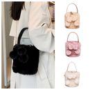 Chain Fluffy Bucket Bag Fur Ball Plush Handbag Plush Crossbody Bag  Daily