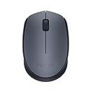Logitech M170 Wireless Mouse, 2.4 GHz with USB Mini Receiver, Optical Tracking, 12-Months Battery Life, Ambidextrous PC/Mac/Laptop - Grey/Black