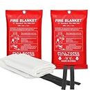 ALKAMI Fire Blanket Emergency for Kitchen, Suppression Flame Retardent Safety Blanket for Home, Schooll, Fireplace, Grill, Car, Office, Warehouse (39 in x 39 in) (2 Pack)