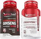 Herbtonics Korean Panax Red Ginseng and Strengthtonic Testosterone Booster for Men Bundle