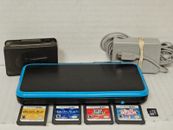 Nintendo 2DS XL JAN-001 Black & Turquoise Bundle w/ Charger, SD Card, & 4 Games