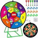 Large Dart Board for Kids with Stand, Double Sided Kids Dart Board with 12 Sticky Balls and Darts,Family Party Party Supplies for Kids, Gift for Boys Toddlers 3 4 5 6 7+ Year Old Birthday Christmas