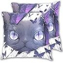 FRODOTGV Black Cat and Butterfly Behind Dark Purple Broken Wall My Pillow Travel Pillow Case Zipper Pillow Cases Twin Bed Pillows 2 Pack Cotton White Pillowcases Body Pillow Case Cover 45,7 x 45,7 cm