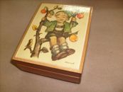 Vintage Hummel Wood Music Ring  Box - Boy In Apple Trees - works