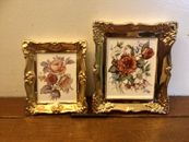 Two Beautiful Vintage Porcelain Plack’s With Gold Trim And Flower Boutiques