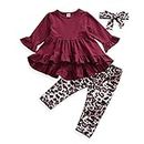 GuliriFei Toddler Little Girls Fall Dresses Outfits Boutique Outfits Winter Clothes for Girls (Leopard Red, 2-3 T)
