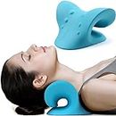 VRT Neck and Shoulder Relaxer, Cervical Traction Device for TMJ Pain Relief and Cervical Spine Alignment, Chiropractic Pillow Neck Stretcher (Blue)