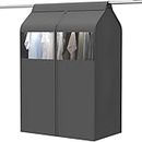 SimpleHouseware Garment Covers for Clothes Rack/Closet/Hanging Clothes, Enclosed Clear Window, Dark Grey
