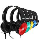 Sonitum Kids Headphones 5 Pack On Ear Colorful Wired 3.5mm Jack