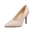 DREAM PAIRS Women's DPU213 High Stiletto Heels Pointed Toe Pumps Shoes, Nude, Size 5.5
