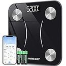 INSMART Bluetooth Body Fat Scale, Bathroom Smart Digital Weight Scale Composition Monitor for Body Weight, Fat, BMI, Water, BMR, Muscle Mass with Smartphone APP, Fitness(396Lb/180Kg)