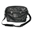 Bosca Italian Leather Stringer Crossbody Black Briefcase 5 Compartments 16” 12”