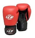LEW Red/Black Boxing Gloves for Training/Muay Thai/Punching Bag/Sparring with a Pair of Hand Wraps (Red, 12 OZ)