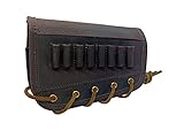 Leather Gun Buttstock Cheek Rest pad with Rifle Shell Holder Ammo Cartridge 30-06, 30-30, 223, 308 (Right Hand : Dark Brown)