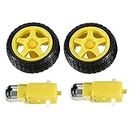 2 sets DC Gear Motor and Tire Wheel for DC 3V-6V Arduino Smart Car Robot Projects (Yellow)