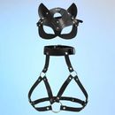 Body Harness Lingerie Goth Crop Cage Bra Lingerie Leather Harness Belt With Mask